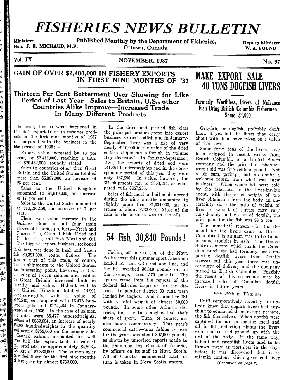 Fisheries News Bulletin January 1937