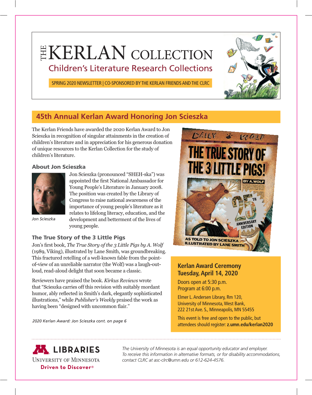 Kerlan 2020 Spring Newsletter