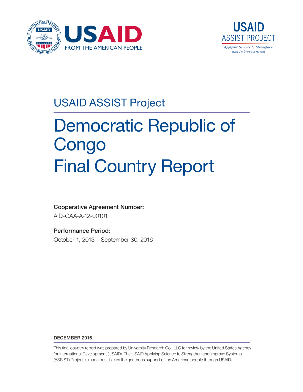 Democratic Republic of Congo Final Country Report