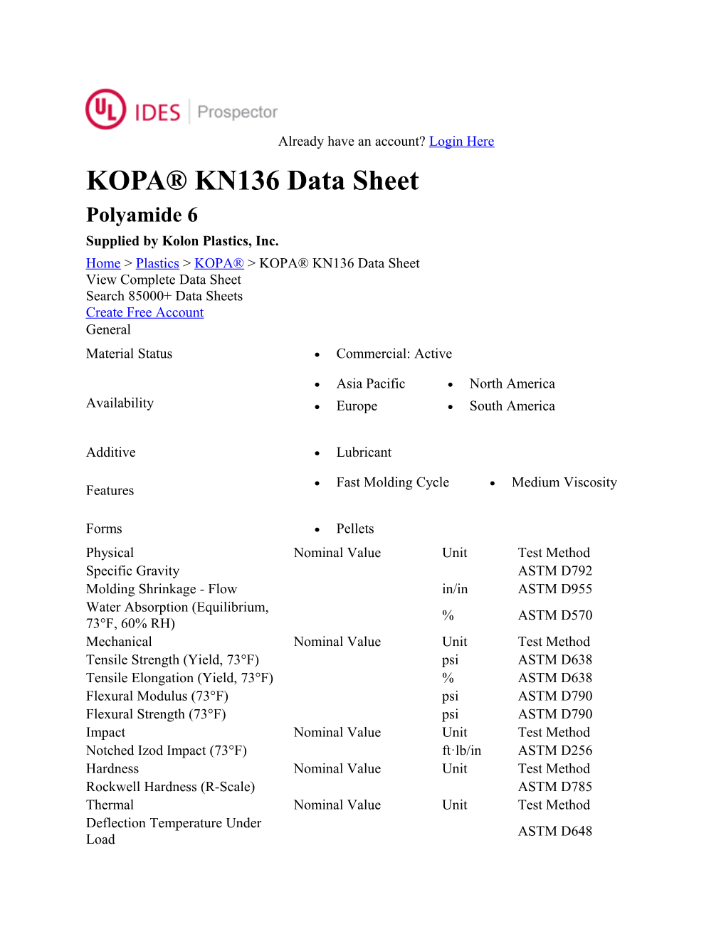 KOPA KN136 Data Sheet