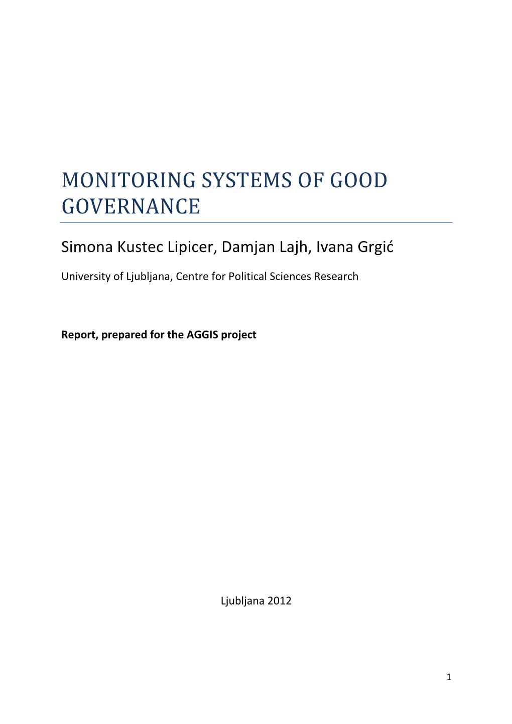 Monitoring Systems of Good Governance