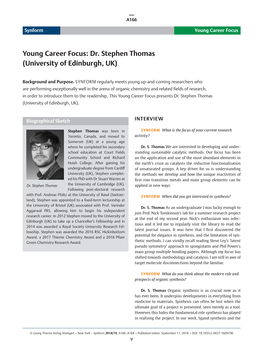 Young Career Focus: Dr. Stephen Thomas (University of Edinburgh, UK)