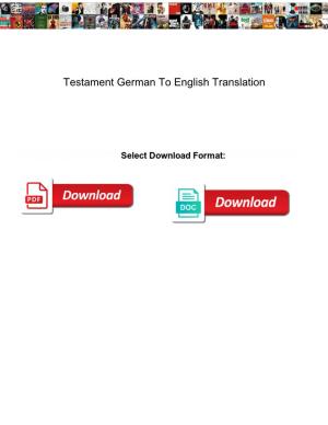 Testament German to English Translation