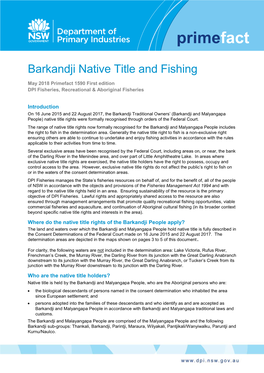 Barkandji Native Title and Fishing