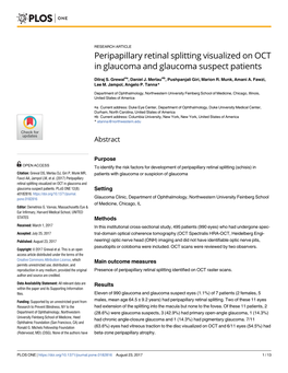 Peripapillary Retinal Splitting Visualized on OCT in Glaucoma and Glaucoma Suspect Patients