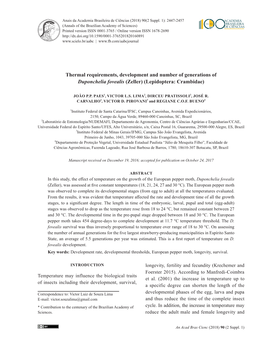 Thermal Requirements, Development and Number of Generations of Duponchelia Fovealis (Zeller) (Lepidoptera: Crambidae)