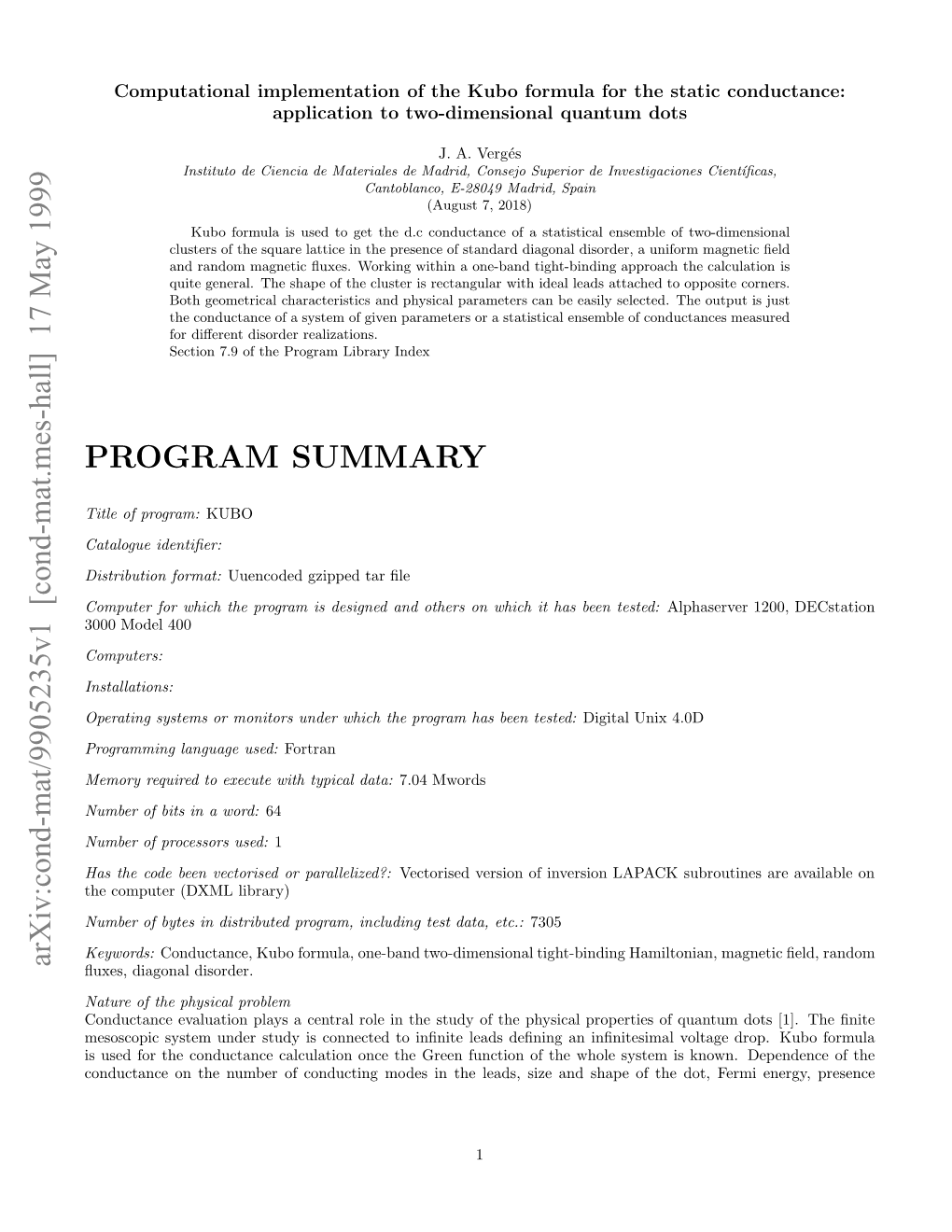 Computational Implementation of the Kubo Formula for the Static