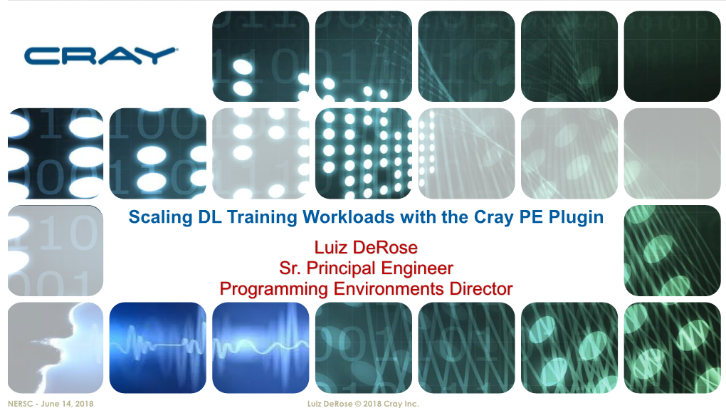 Scaling DL Training Workloads with the Cray PE Plugin Luiz Derose Sr