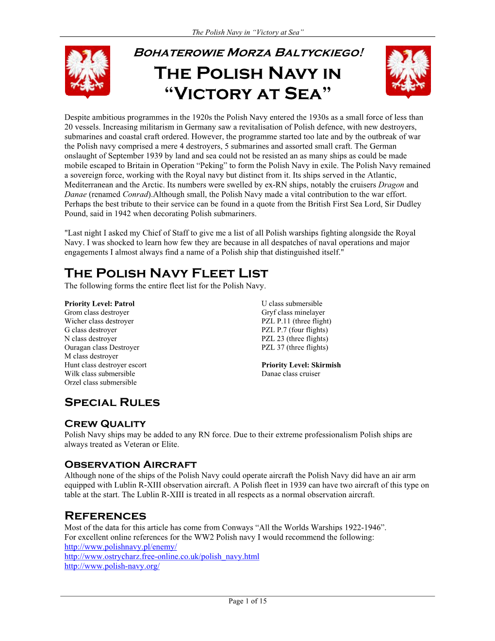 The Polish Navy in “Victory at Sea”