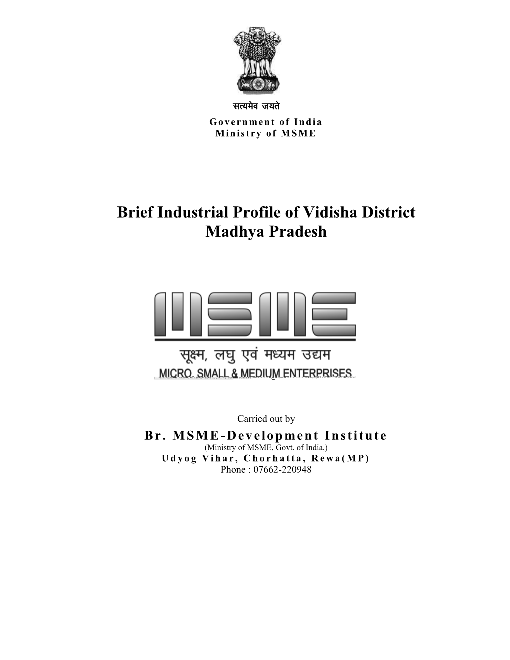 Brief Industrial Profile of Vidisha District Madhya Pradesh