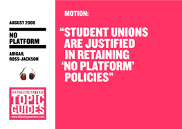 “Student Unions Are Justified in Retaining 'No Platform' Policies”