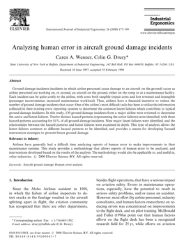 Analyzing Human Error in Aircraft Ground Damage Incidents Caren A