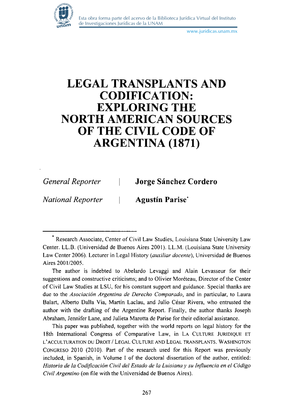 Legal Transplants and Codifica Tion