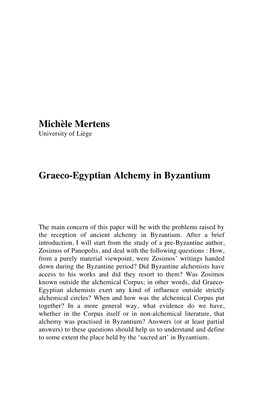 Michèle Mertens Graeco-Egyptian Alchemy in Byzantium