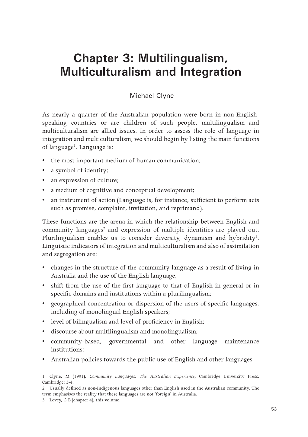 Chapter 3: Multilingualism, Multiculturalism and Integration
