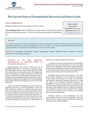 The Current State of Foraminiferal Research and Future Goals