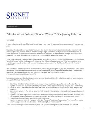 Zales Launches Exclusive Wonder Woman™ Fine Jewelry Collection