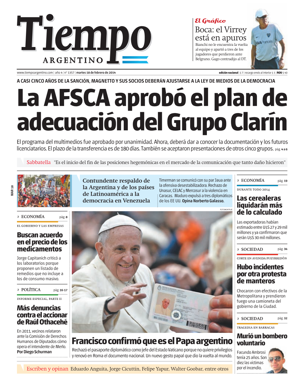 La AFSCA Aprobó El Plan De Adecuación Del Grupo Clarín El Programa Del Multimedios Fue Aprobado Por Unanimidad