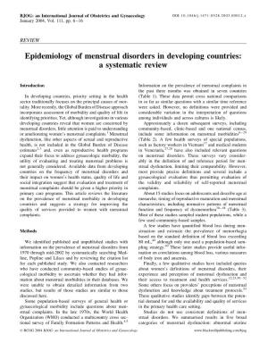 Epidemiology of Menstrual Disorders in Developing Countries: a Systematic Review