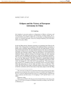 Eclipses and the Victory of European Astronomy in China