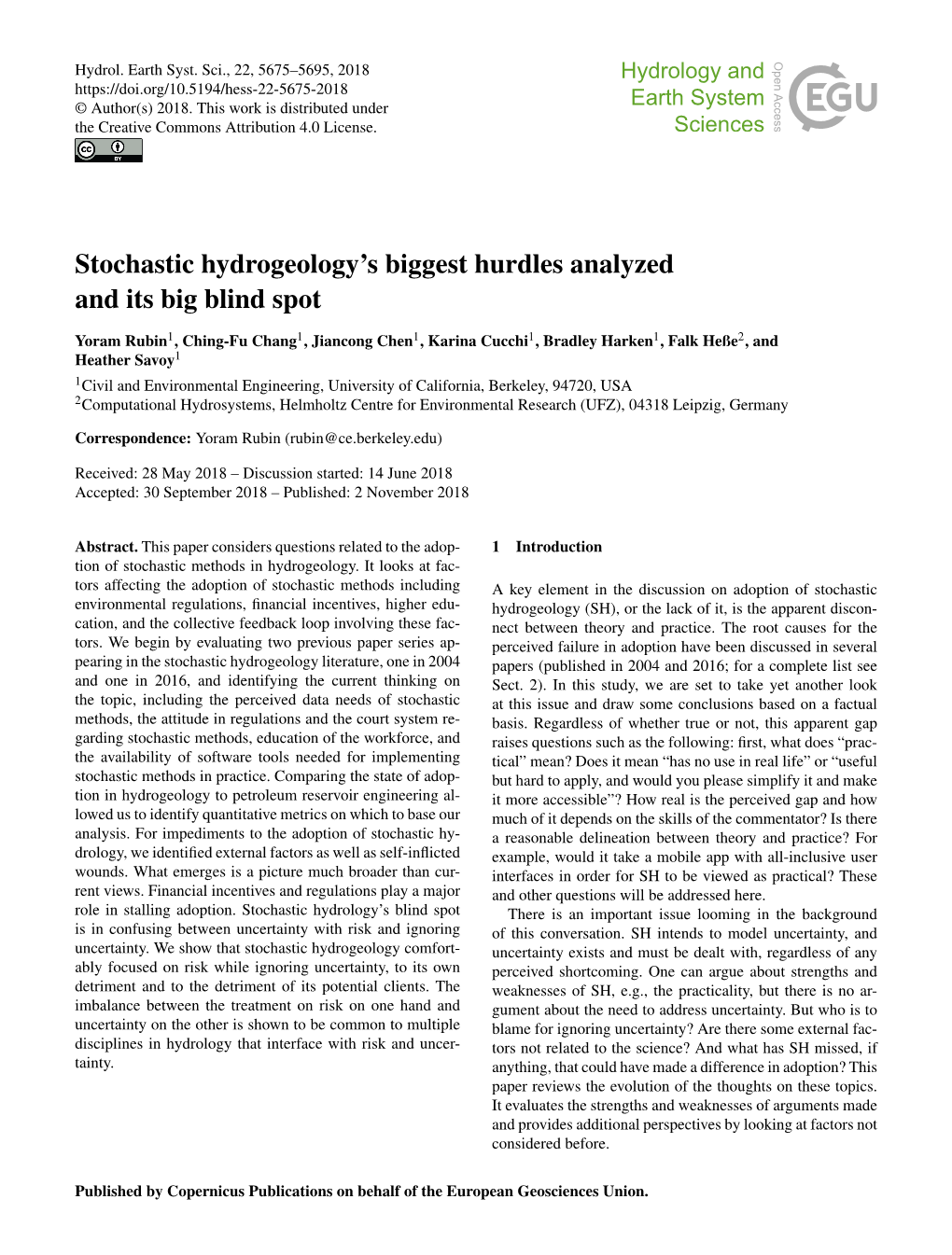 Stochastic Hydrogeology's Biggest Hurdles Analyzed and Its Big Blind