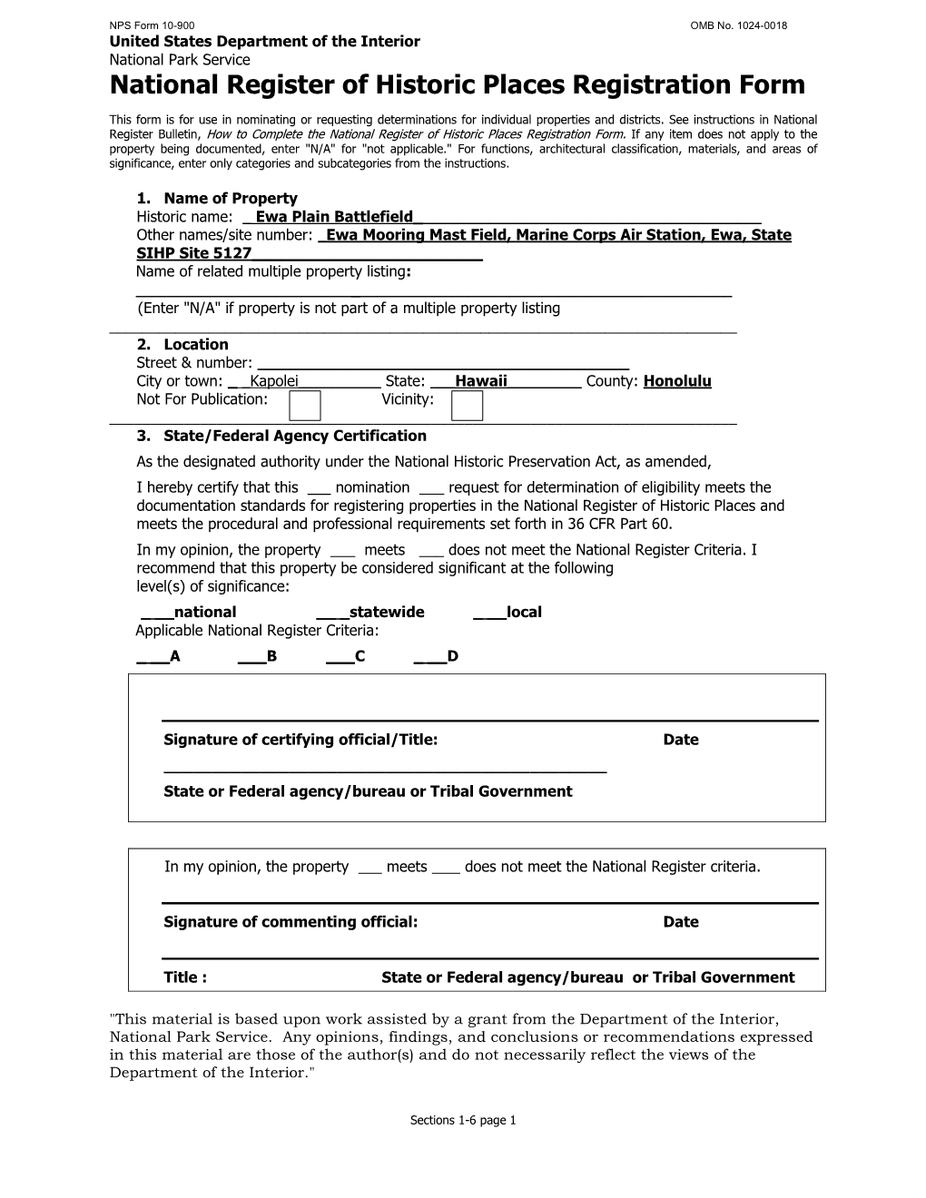 National Register of Historic Places Registration Form