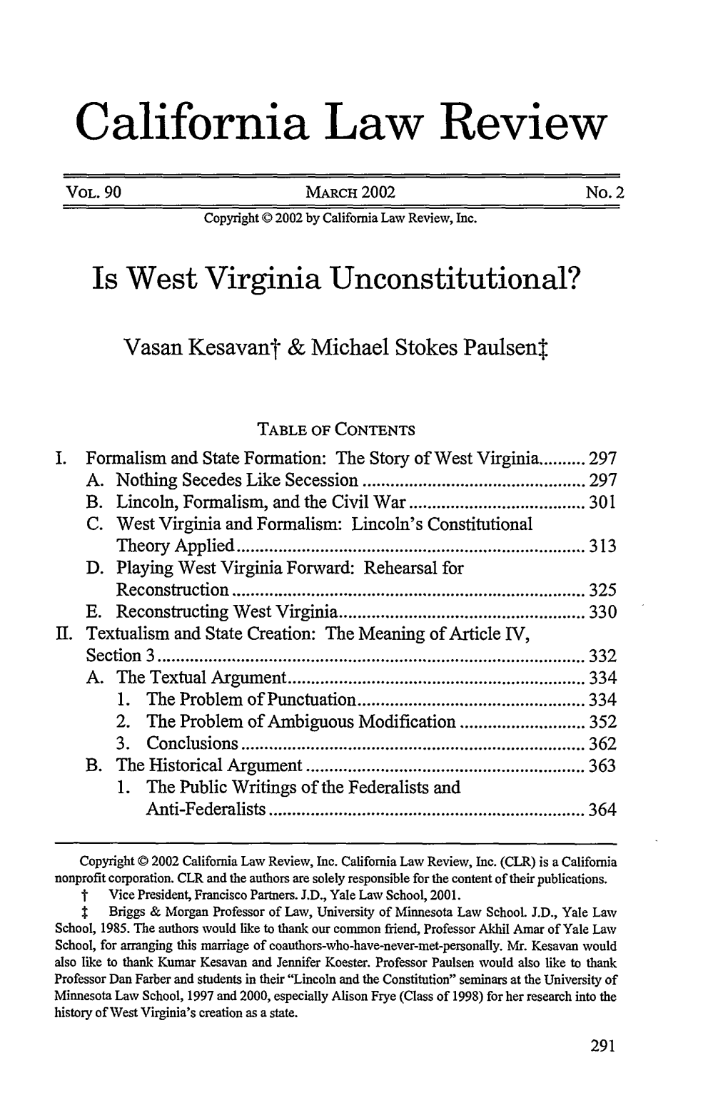 Is West Virginia Unconstitutional?