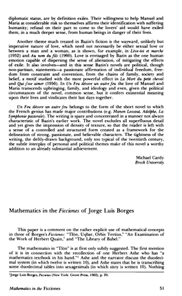 Mathematics in the Ficcionesof Jorge Luis Borges