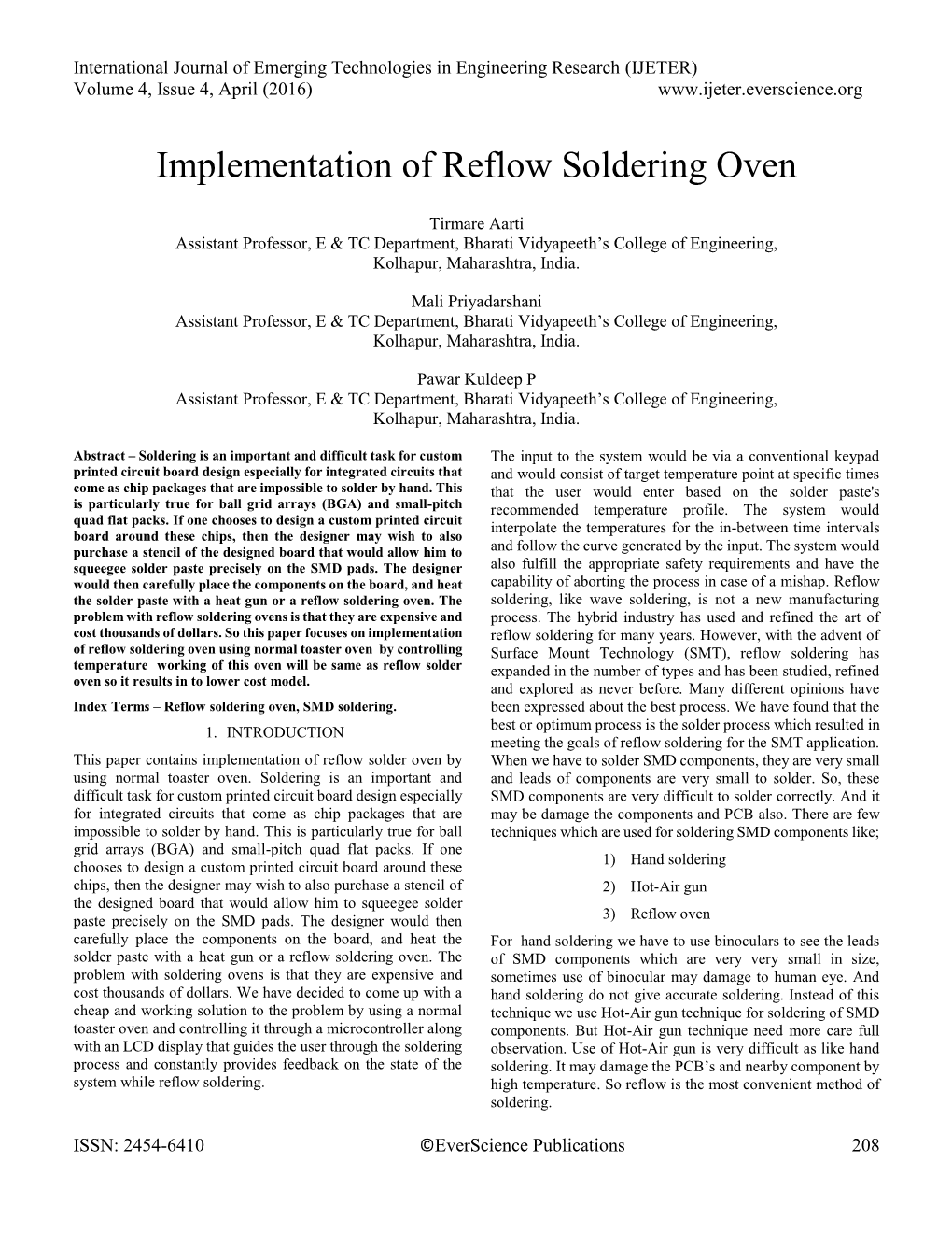 Implementation of Reflow Soldering Oven