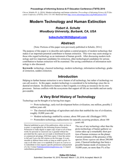 Modern Technology and Human Extinction