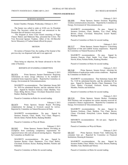 Journal of the Senate 1 Twenty Fourth Day, February 6, 2013 2013 Regular Session Twenty Fourth Day