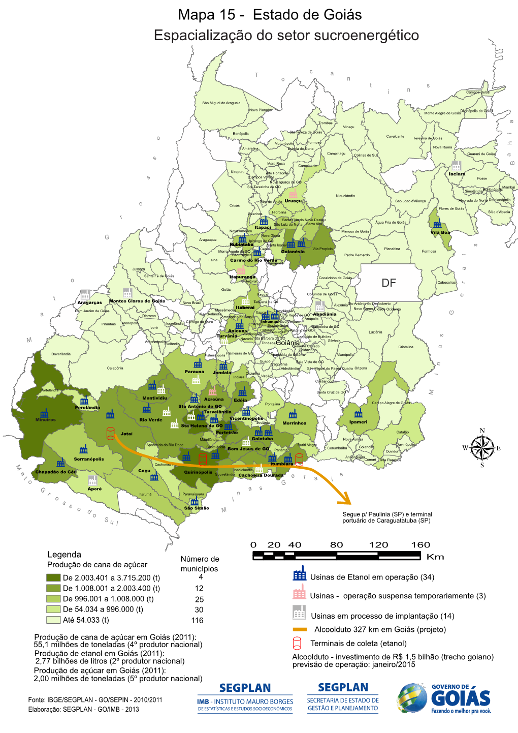 15 - Estado De Goiás Espacialização Do Setor Sucroenergético