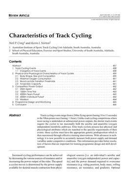 Characteristics of Track Cycling