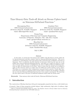 Time-Memory-Data Trade-Off Attack on Stream Ciphers Based On