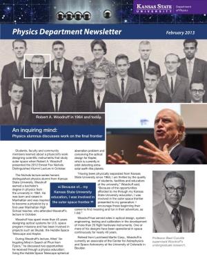 Physics Department Newsletter February 2013