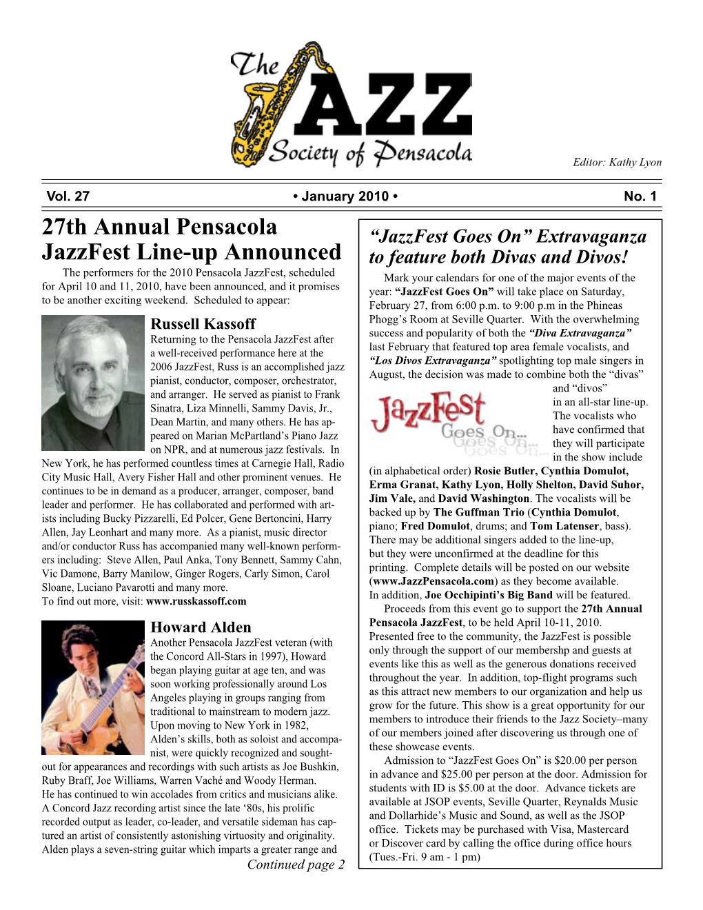 27Th Annual Pensacola Jazzfest Line-Up Announced