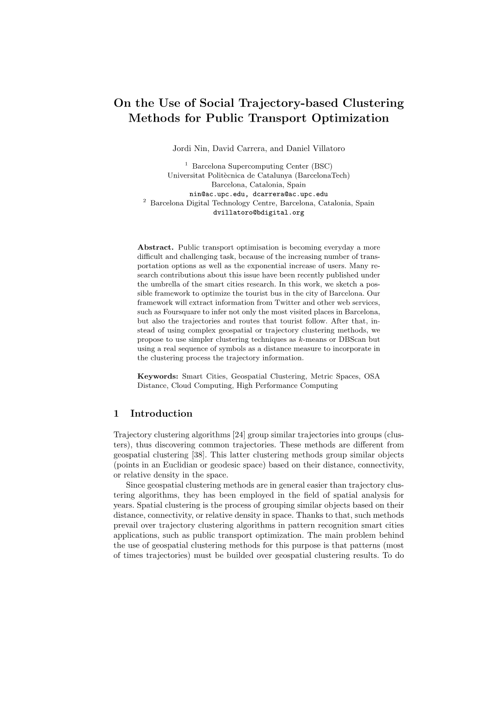 On the Use of Social Trajectory-Based Clustering Methods for Public Transport Optimization