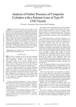 Analysis of Failure Pressures of Composite Cylinders with a Polymer Liner of Type IV CNG Vessels A