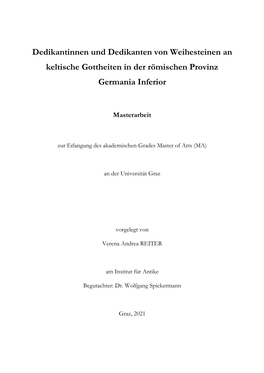 Dedikantinnen Und Dedikanten Von Weihesteinen an Keltische Gottheiten in Der Römischen Provinz Germania Inferior