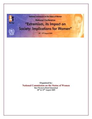 National Commission on the Status of Women Best Western Hotel Islamabad 18 Th & 19 Th August 2009