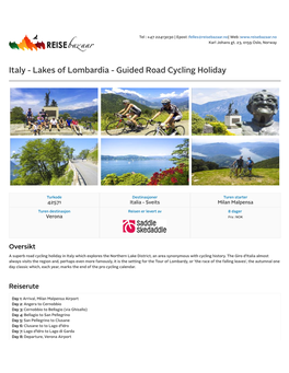 Lakes of Lombardia - Guided Road Cycling Holiday