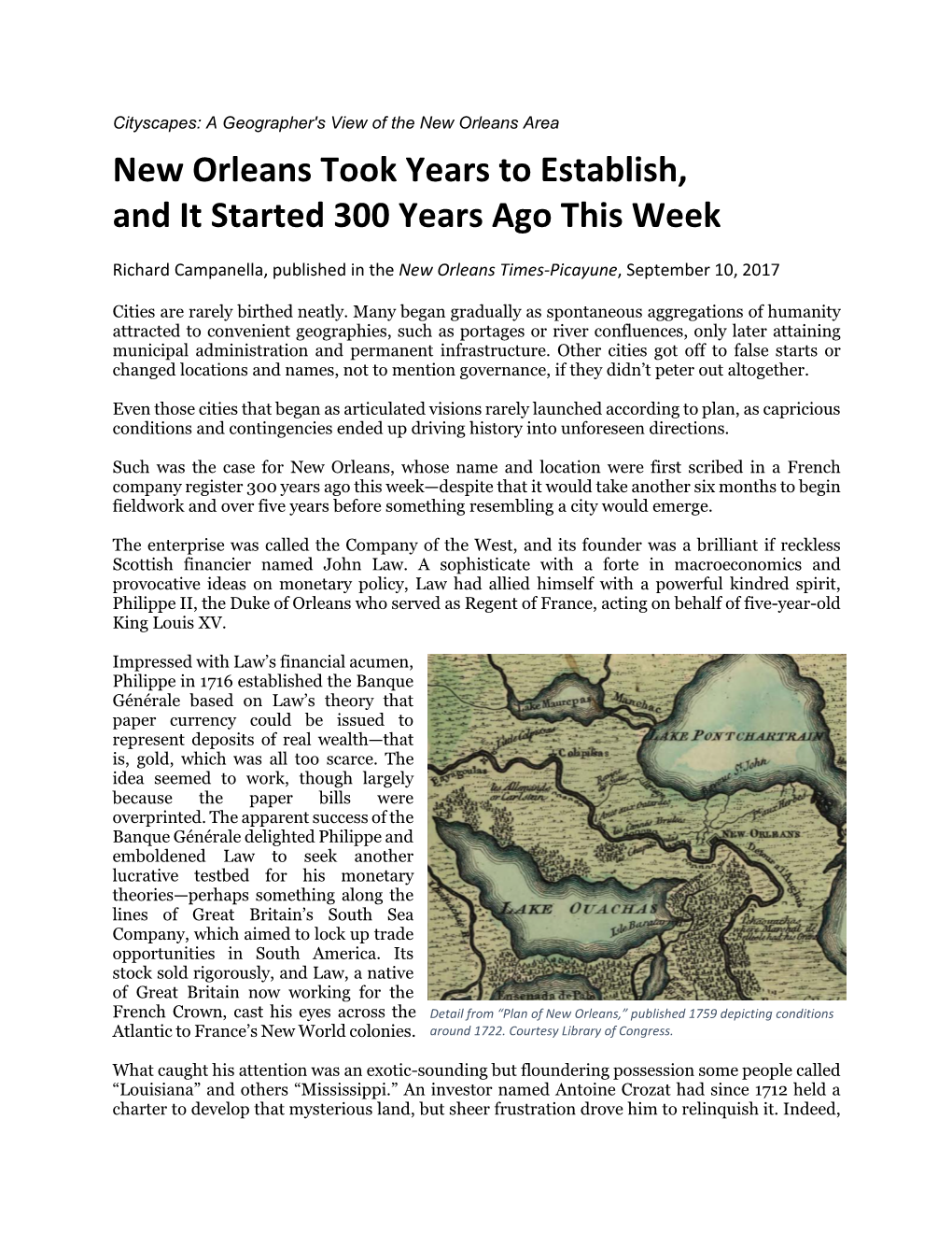 The Initial Conception of New Orleans