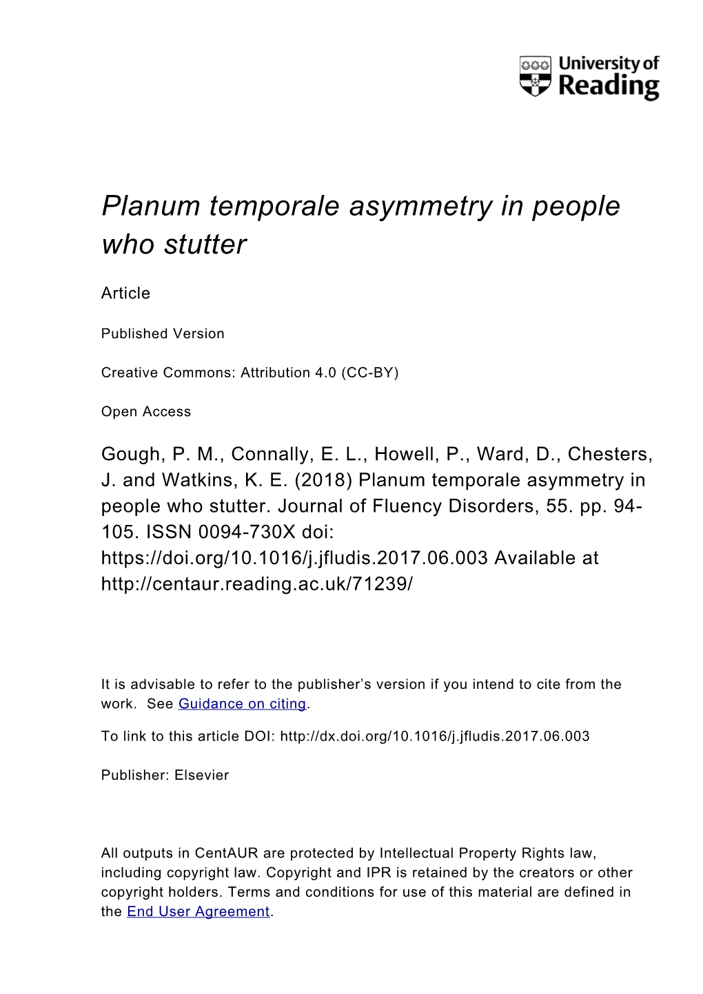 Planum Temporale Asymmetry in People Who Stutter