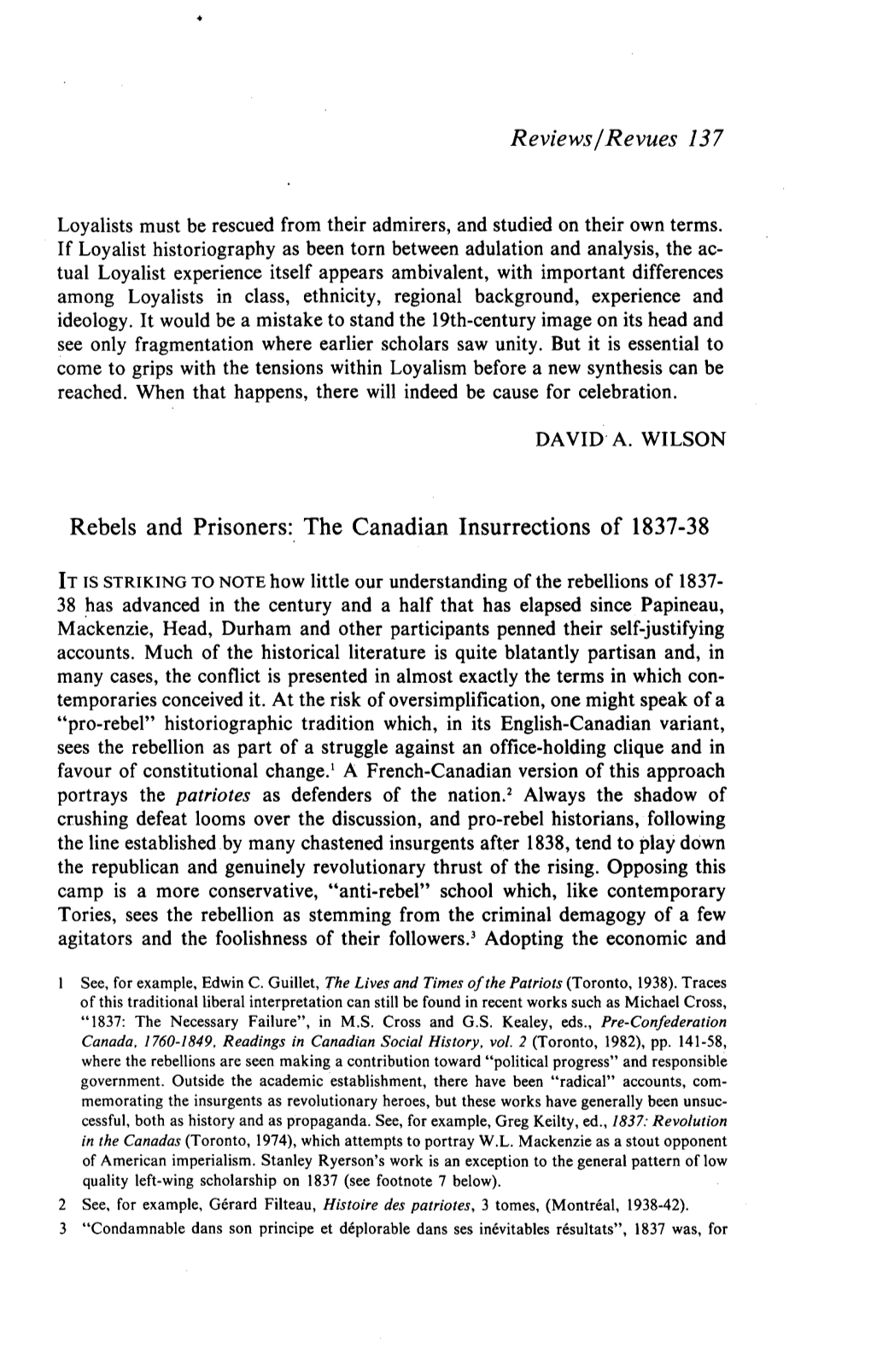 The Canadian Insurrections of 1837-38