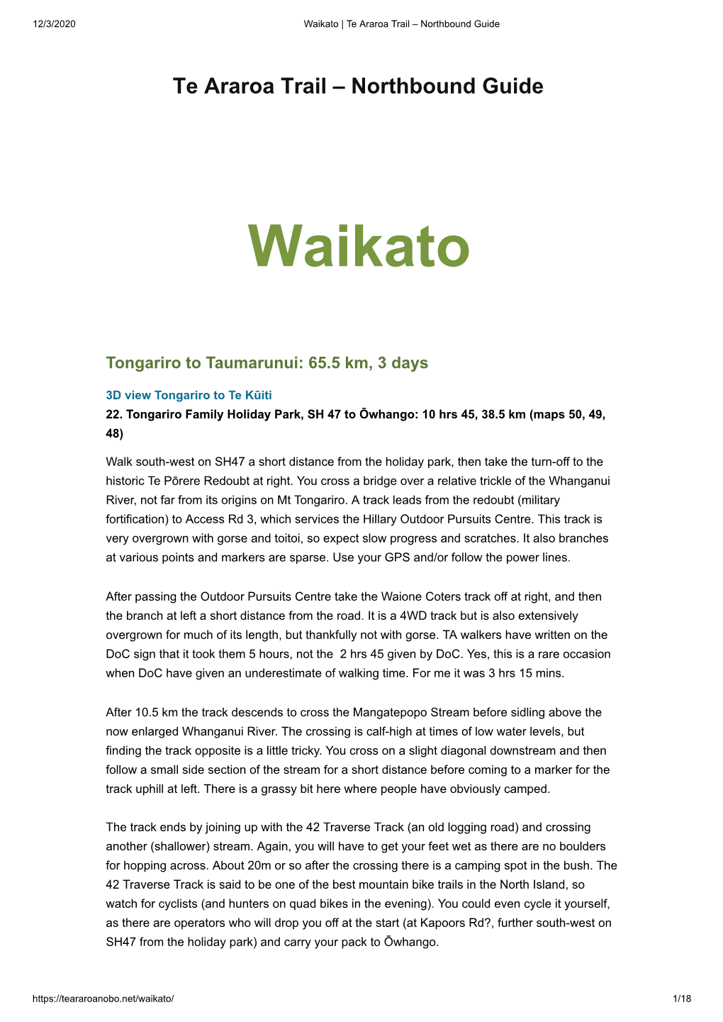 Waikato | Te Araroa Trail – Northbound Guide