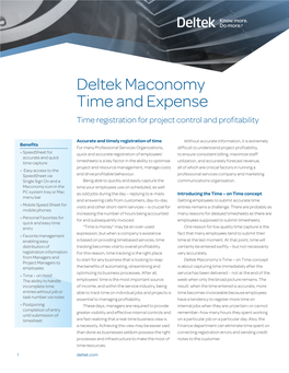 Deltek Maconomy Time and Expense Time Registration for Project Control and Profitability