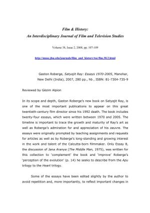 Film & History: an Interdisciplinary Journal of Film and Television Studies