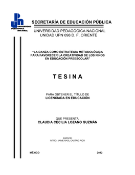 La Danza Como Estrategia Metodológica Para Favorecer La Creatividad De Los Niños En Educación Preescolar”