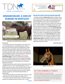 Demarchelier: a Son of Dubawi in Kentucky