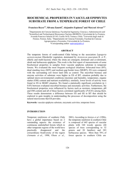 Biochemical Properties in Vascular Epiphytes Substrate from a Temperate Forest of Chile